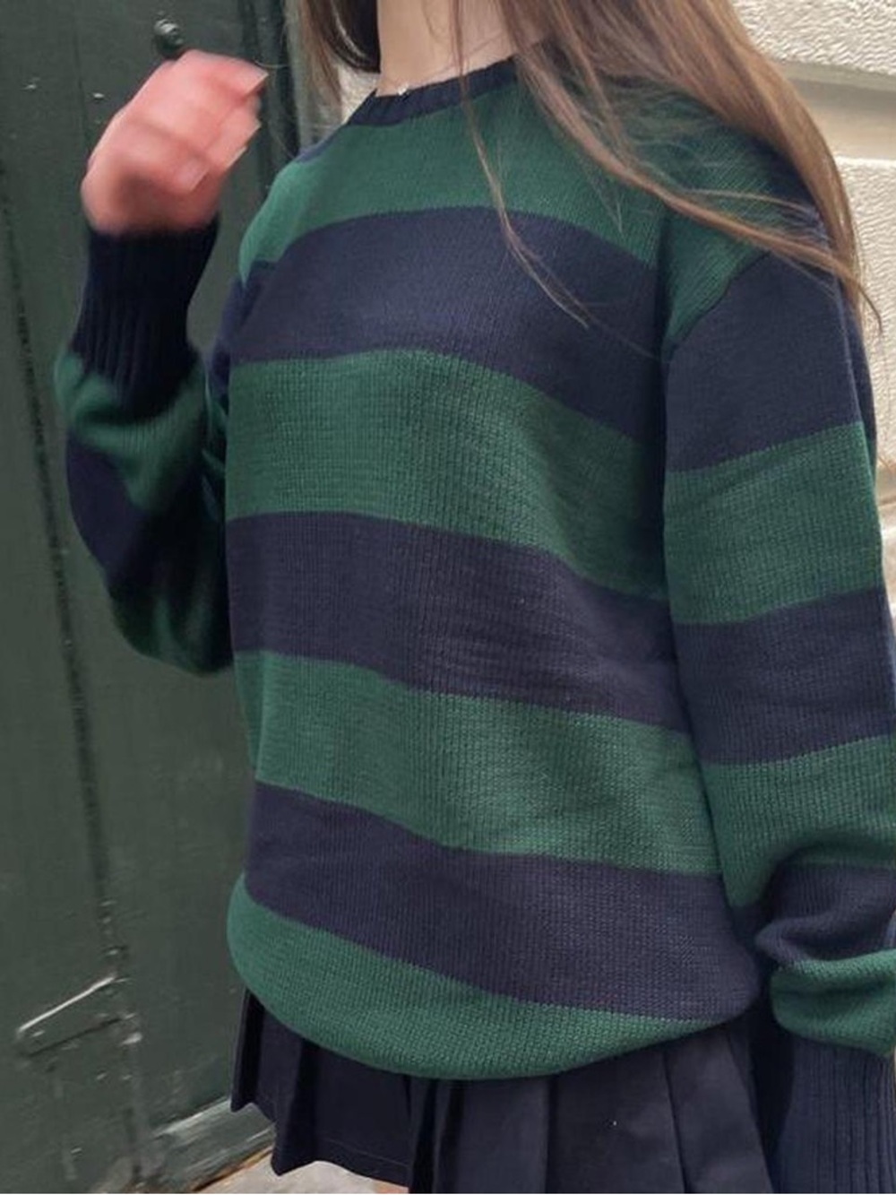 Brandy Melville Blue and Green Brianna Knit Sweater